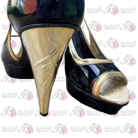 Baby phat heels with kitty cat gold black open toe heels vintage deadstock rare - Picture 11 of 16